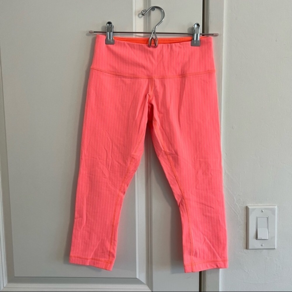//Lululemon Wunder Under Crop Neon Pop Orange - Picture 13 of 16